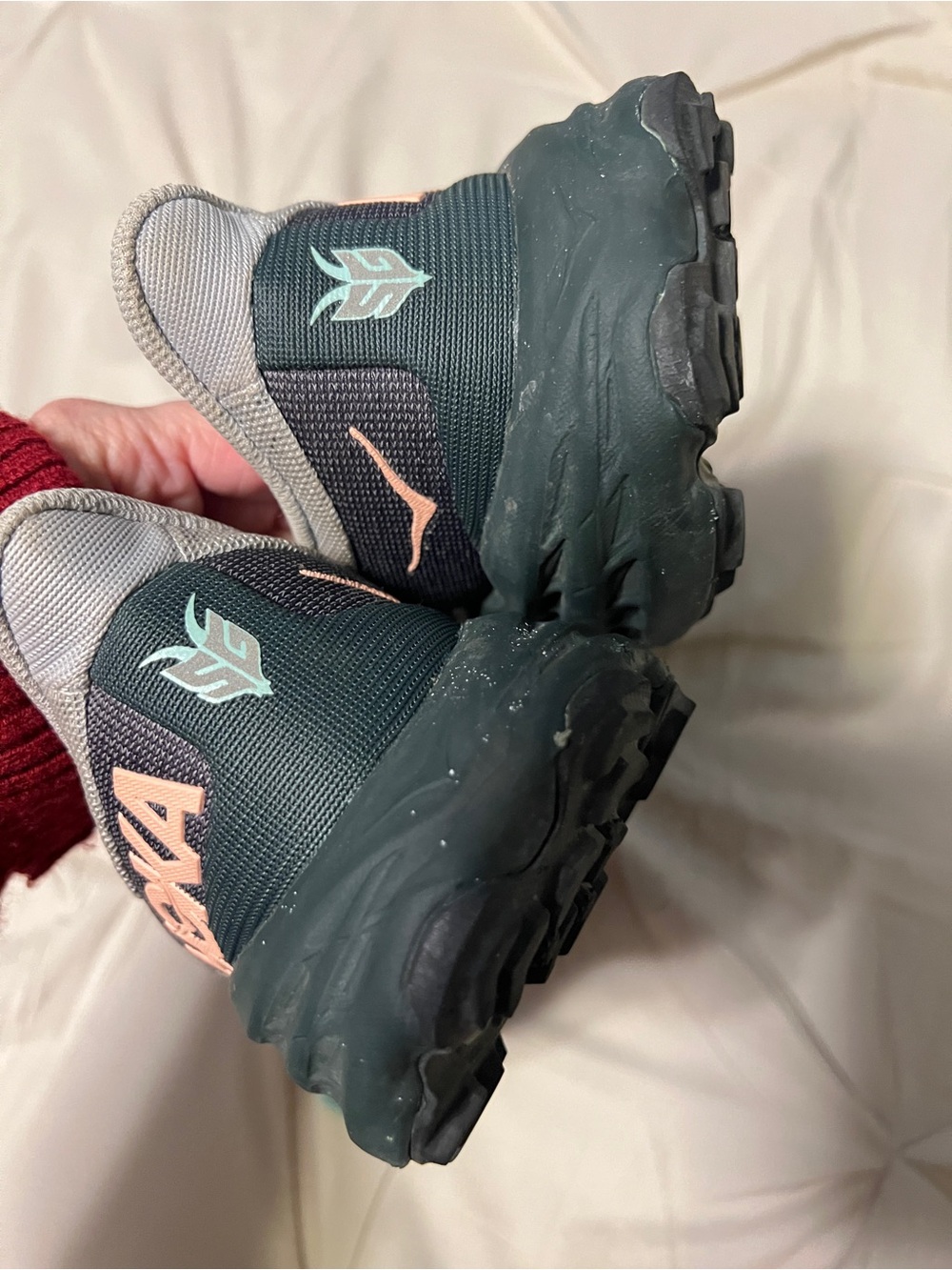 Hoka Women's Athletic Shoes in Light Gray and Mint - Picture 4 of 10
